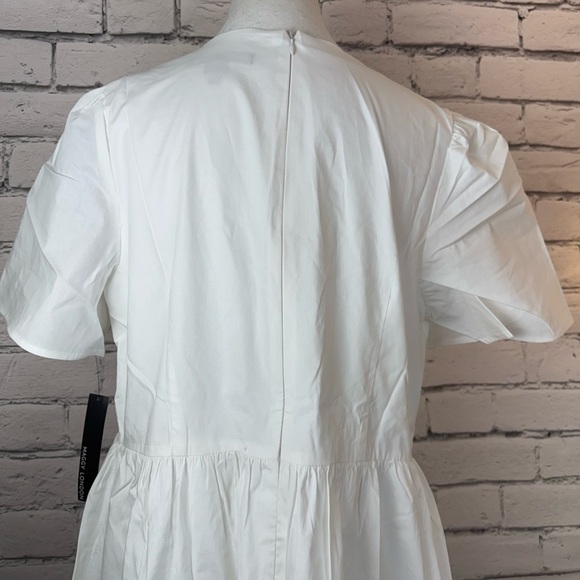 Maggy London White Cotton V Neck Lace Embroidered Boho Vacation Dress Size 14 - Picture 7 of 12